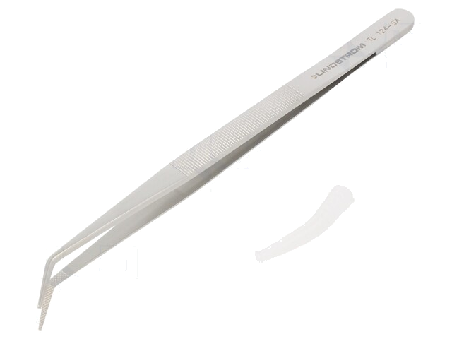 Pincet; 150mm; Bladen: gebogen; De vorm van de punt: plat Pincet; 150mm; Bladen: gebogen; De vorm van de punt: plat